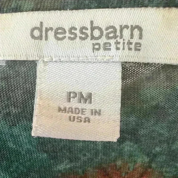 Dress Barn Petite Women's Sz PM Peace On Earth Peacock Teal Long Sleeve Top - Picture 4 of 4